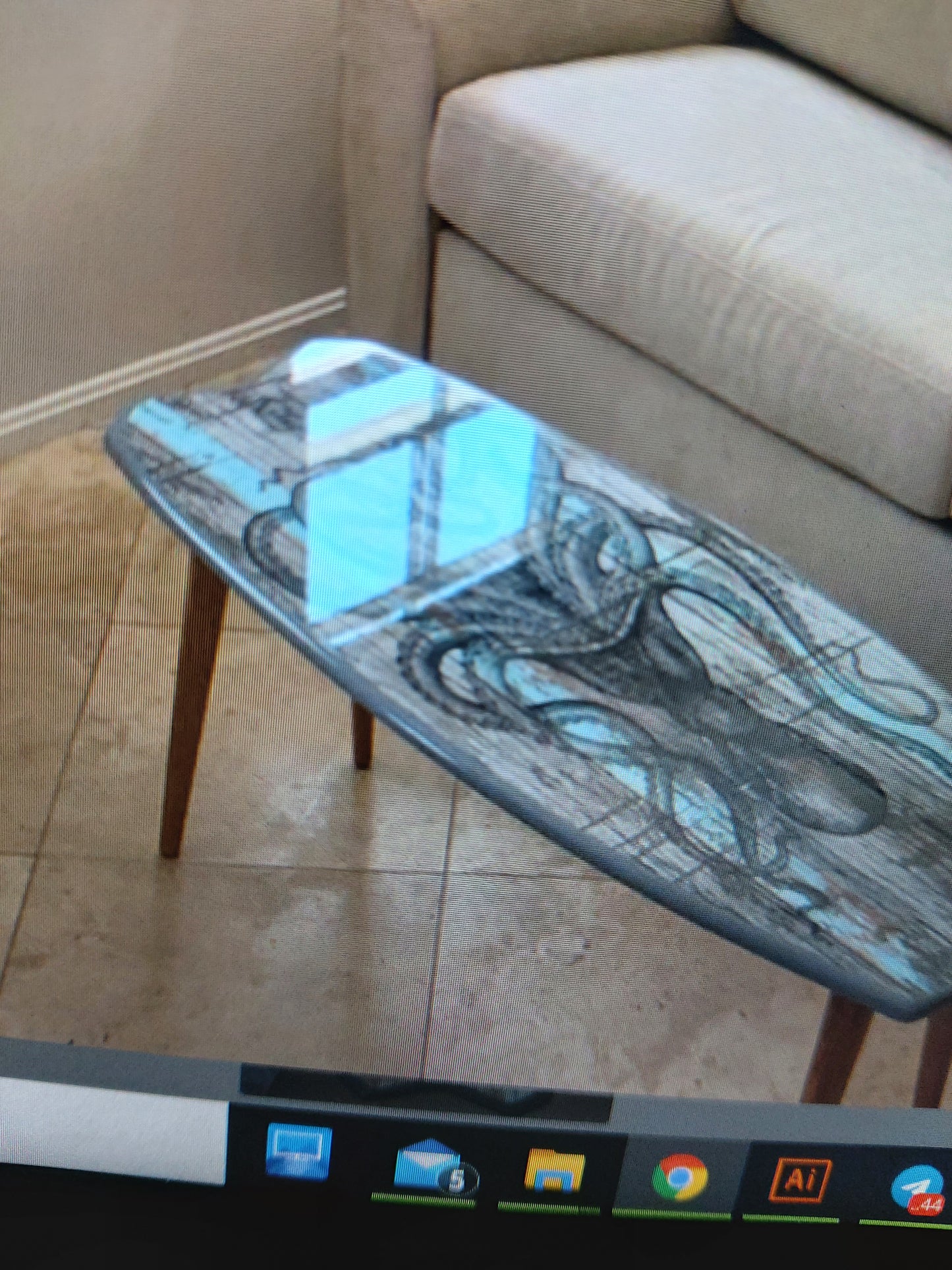 Surfboard Beach Coffee Table Octopus
