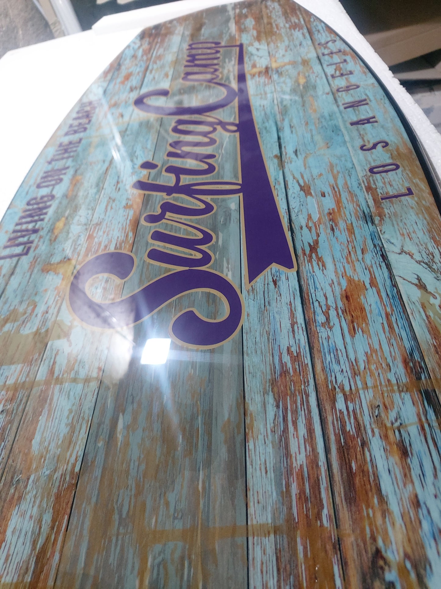 Surfboard Shaped Coffee Table in Nautical Vintage Design