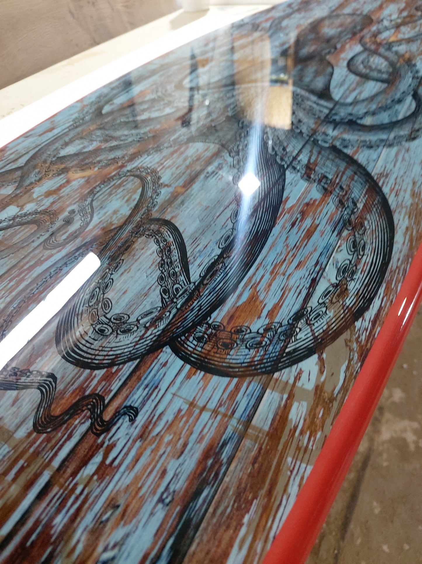 Surfboard Beach Coffee Table Octopus