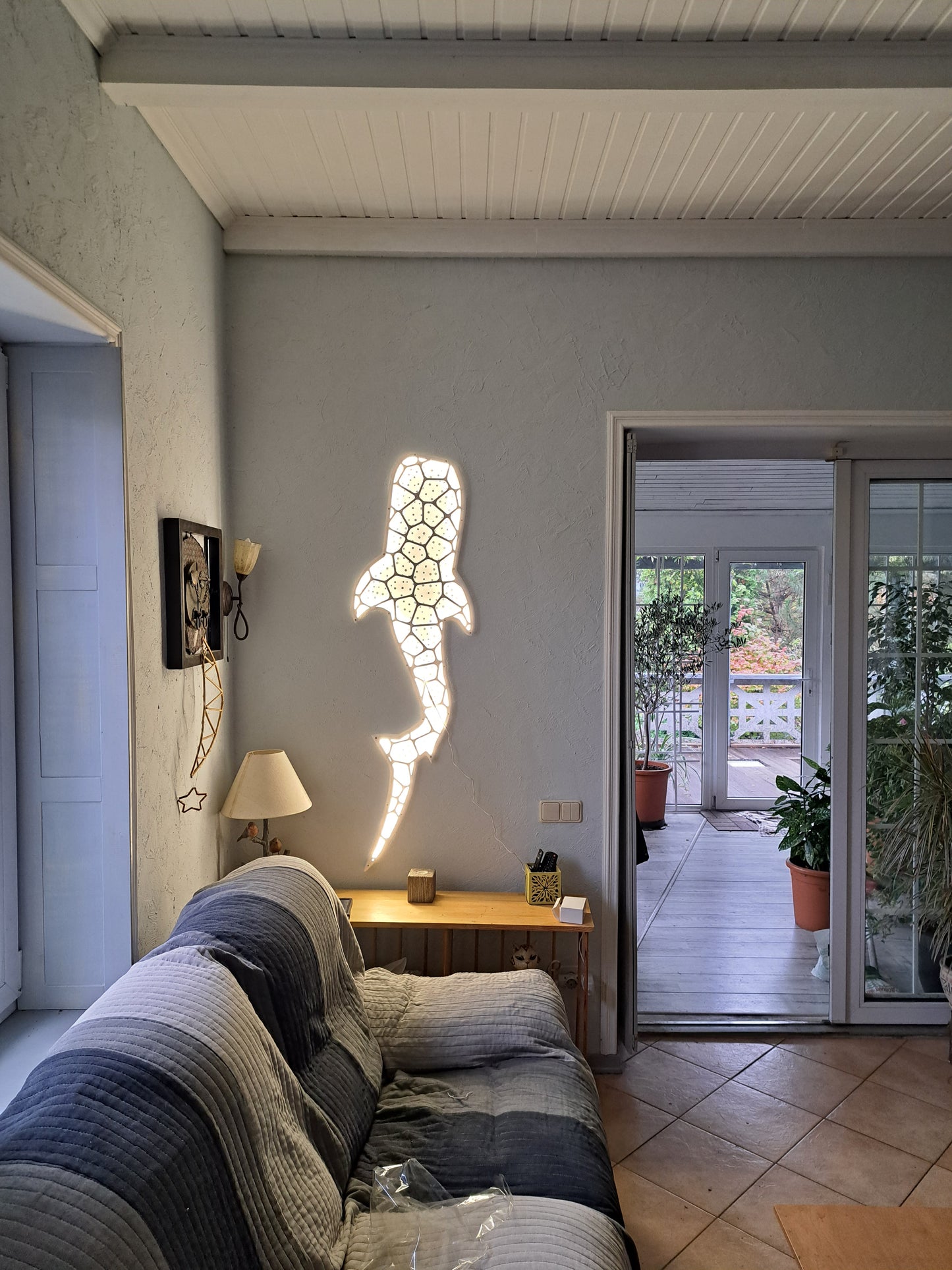 Handcrafted Unique Whale Shark Ceiling Chandelier in Maori Surf Style
