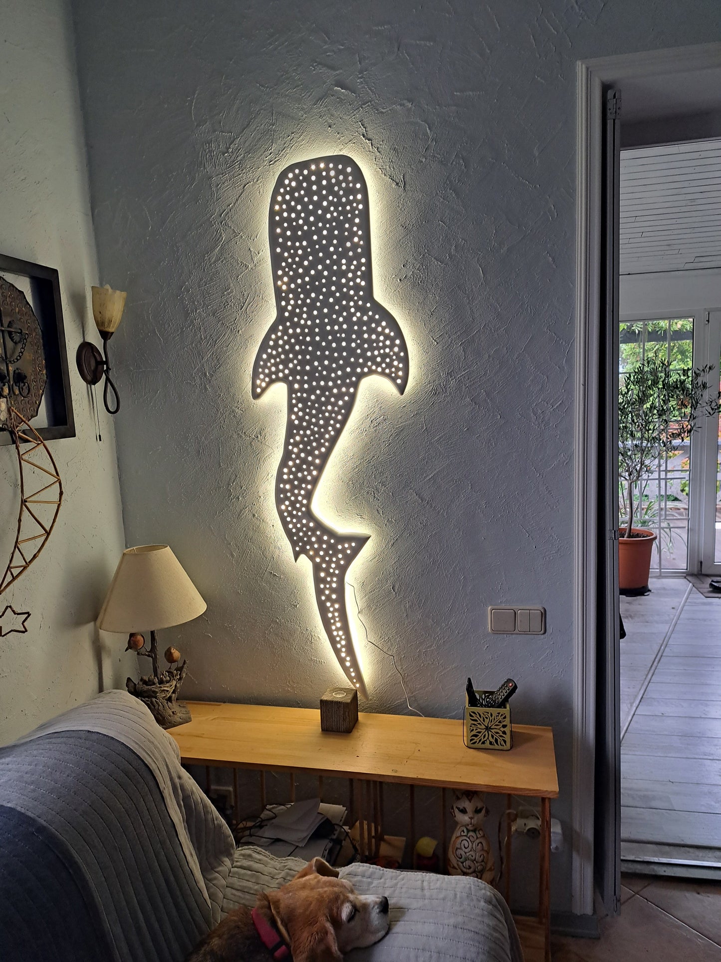 39 inches Handcrafted Unique Whale Shark Ceiling Chandelier in Maori Surf Style