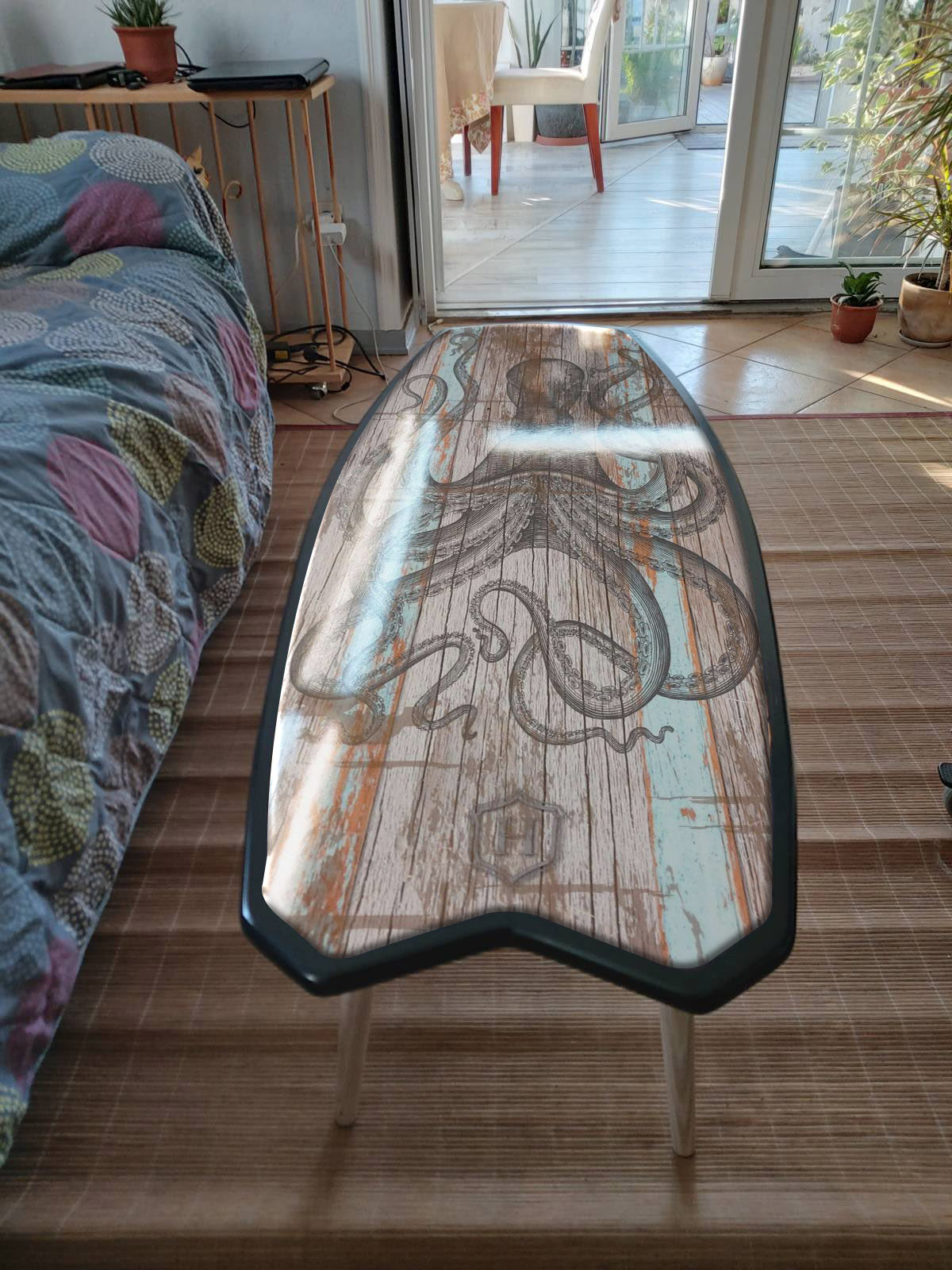 Surfboard Beach Coffee Table Octopus