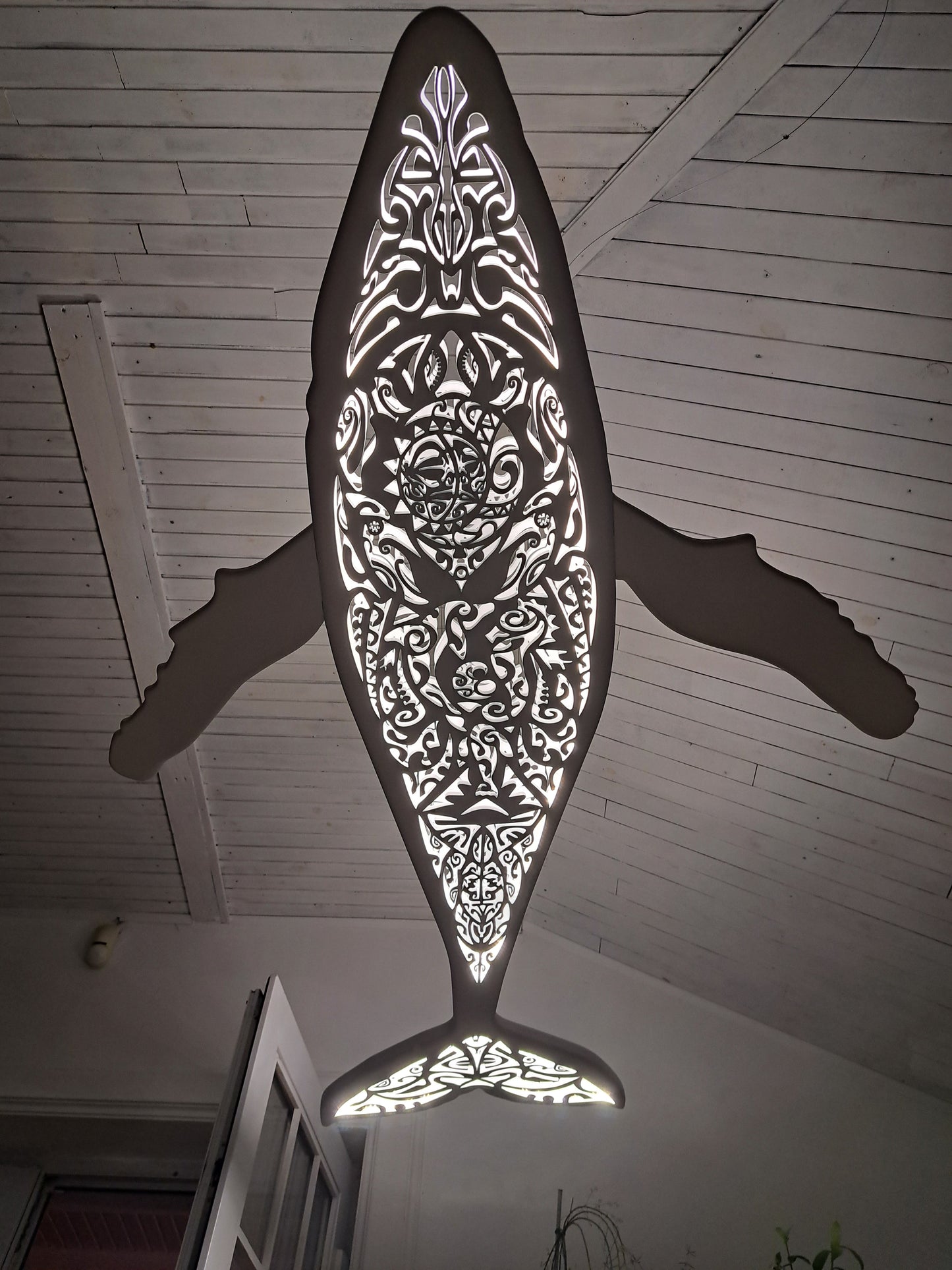 Handcrafted Whale Ceiling Chandelier: LED Wall Lamp for Beach Coastal
