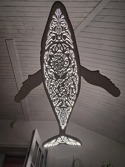 Handcrafted Whale Ceiling Chandelier: LED Wall Lamp for Beach Coastal