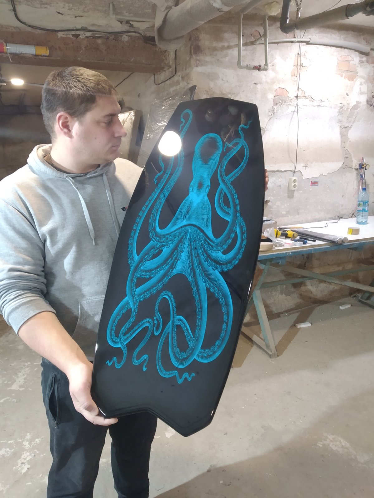 Surfboard Beach Coffee Table Octopus