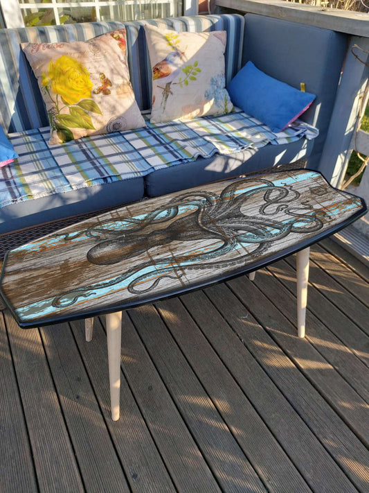 Surfboard Beach Coffee Table Octopus