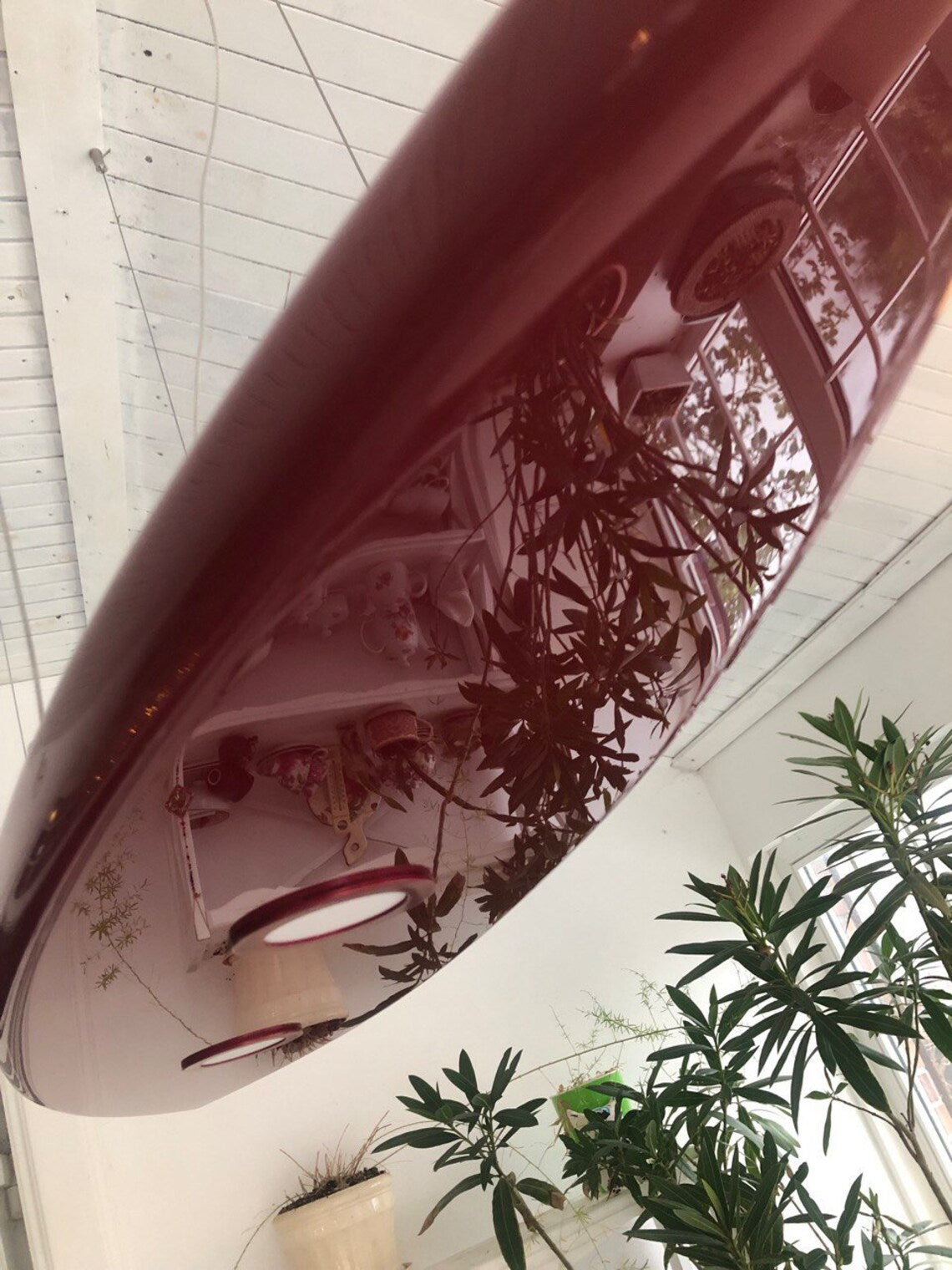 50 inch Red Metallic Surfboard Shaped Ceiling Chandelier - Pool Billiard Table Light