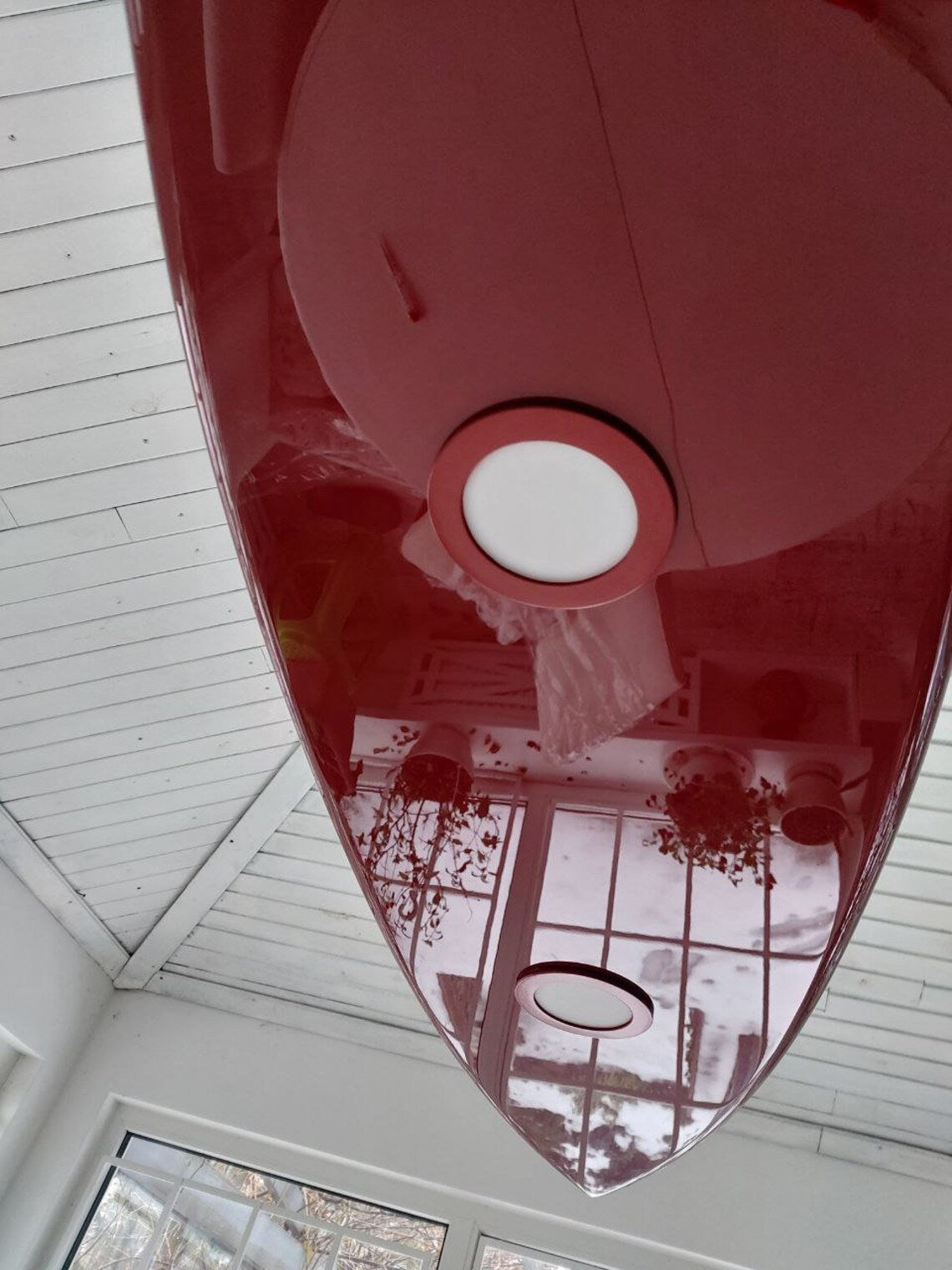 50 inch Red Metallic Surfboard Shaped Ceiling Chandelier - Pool Billiard Table Light