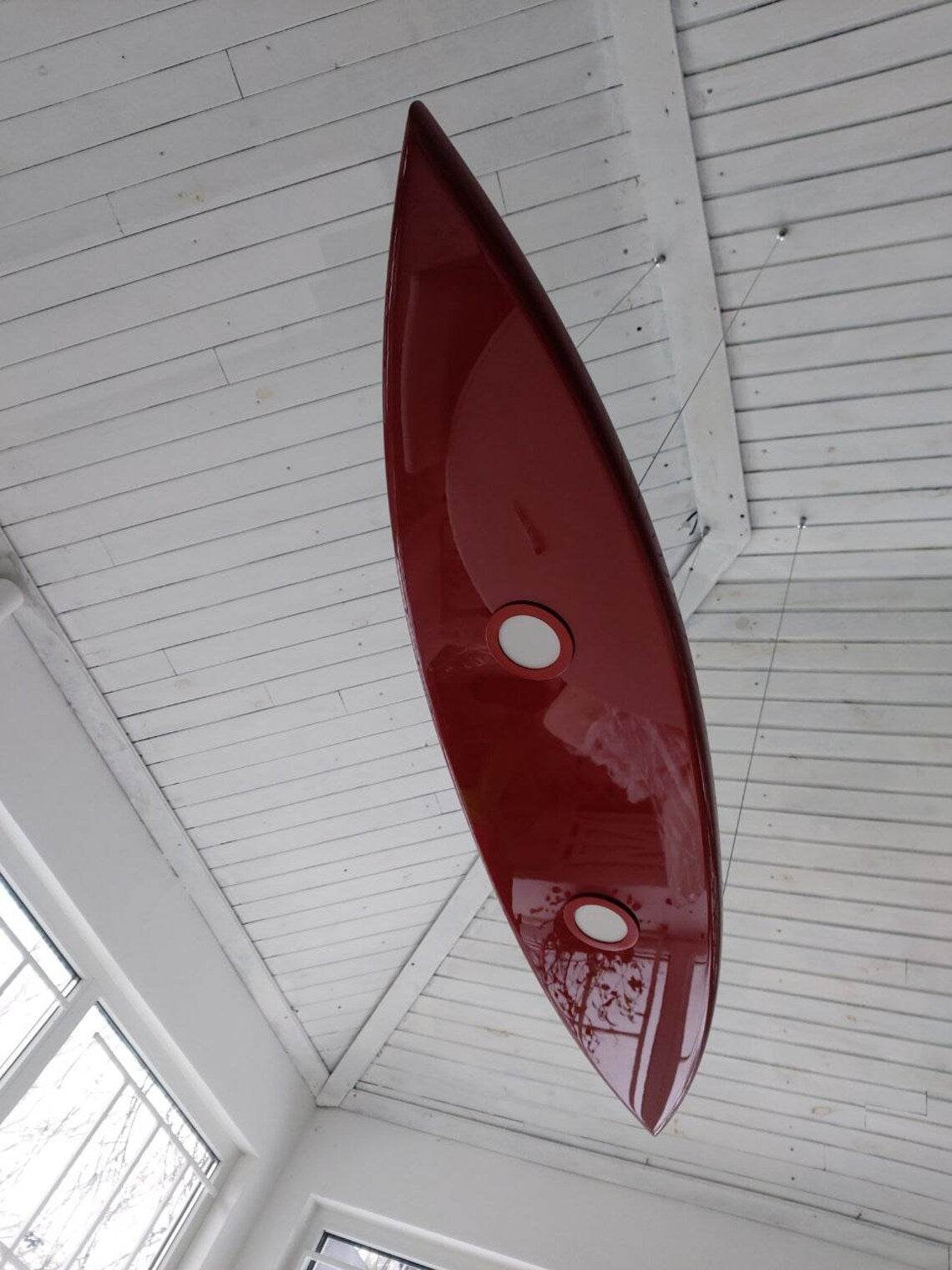 50 inch Red Metallic Surfboard Shaped Ceiling Chandelier - Pool Billiard Table Light