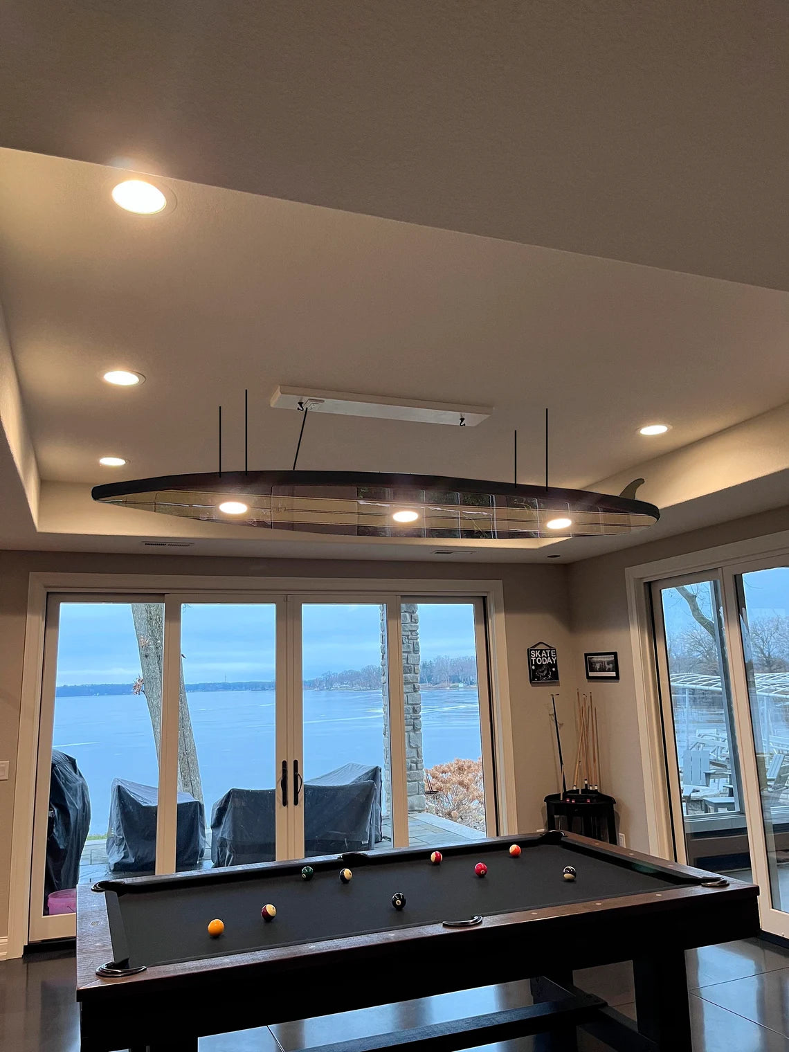 Multicolor Surfing Board Shaped Ceiling Chandelier - Pool Billiard Table Light