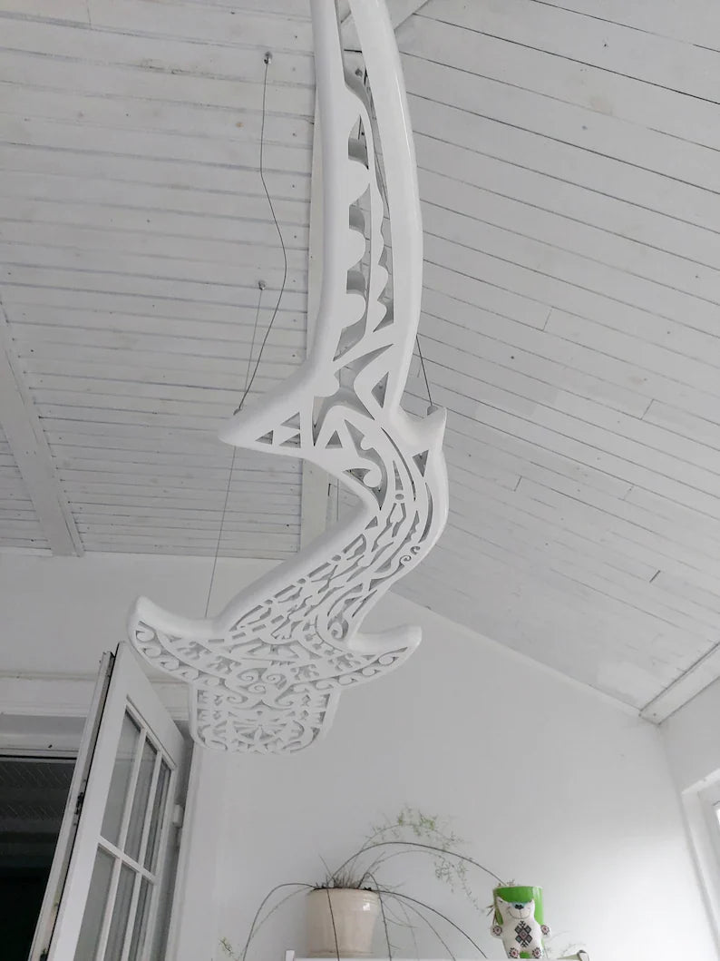 39 inches Handcrafted Unique Whale Shark Ceiling Chandelier in Maori Surf Style