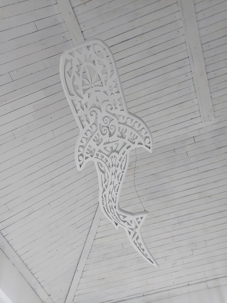 Handcrafted Unique Whale Shark Ceiling Chandelier in Maori Surf Style