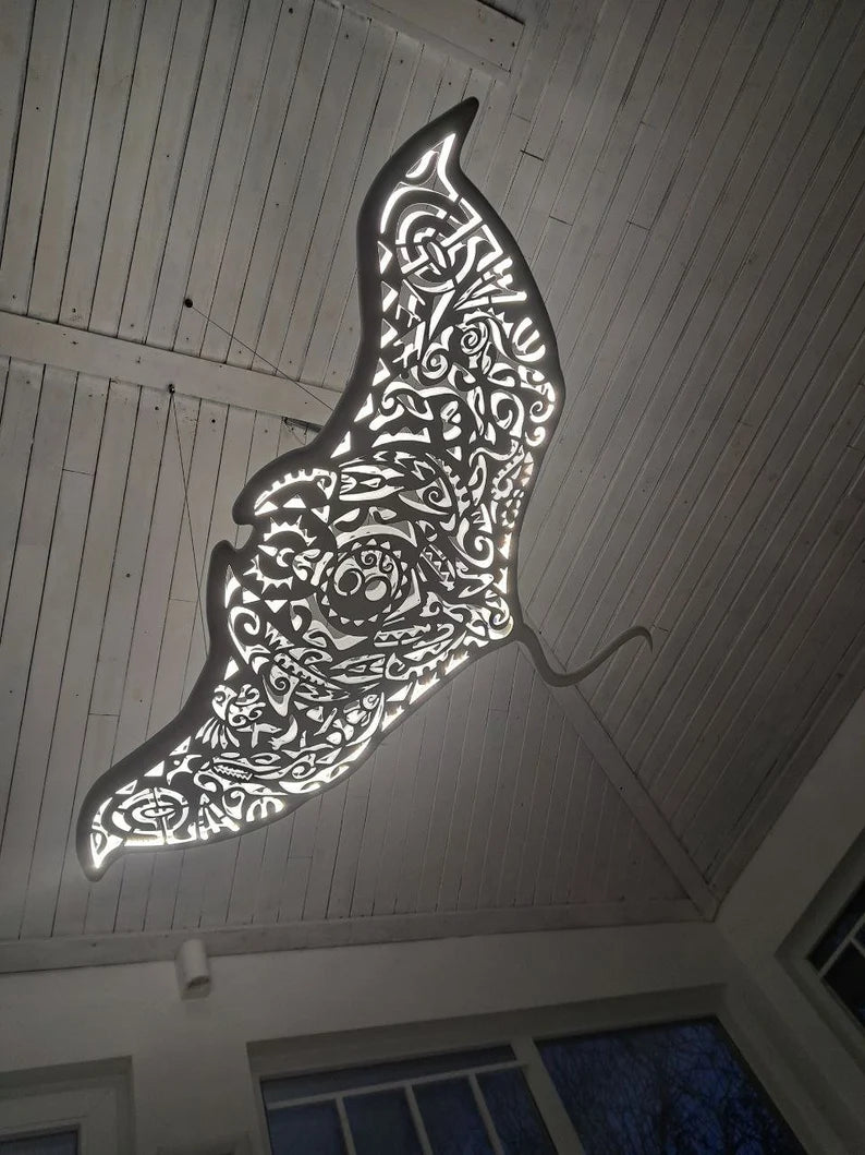 Unique Manta Ray Ceiling Chandelier: Nautical Home Room Decor