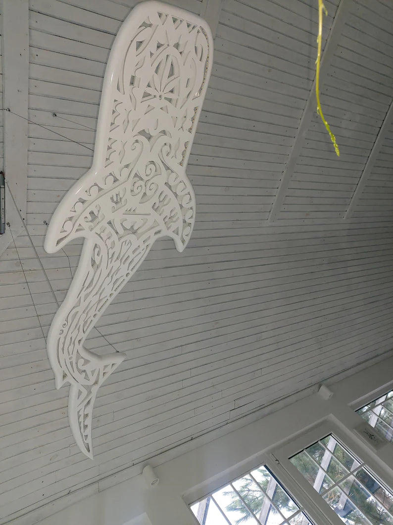 Handcrafted Unique Whale Shark Ceiling Chandelier in Maori Surf Style