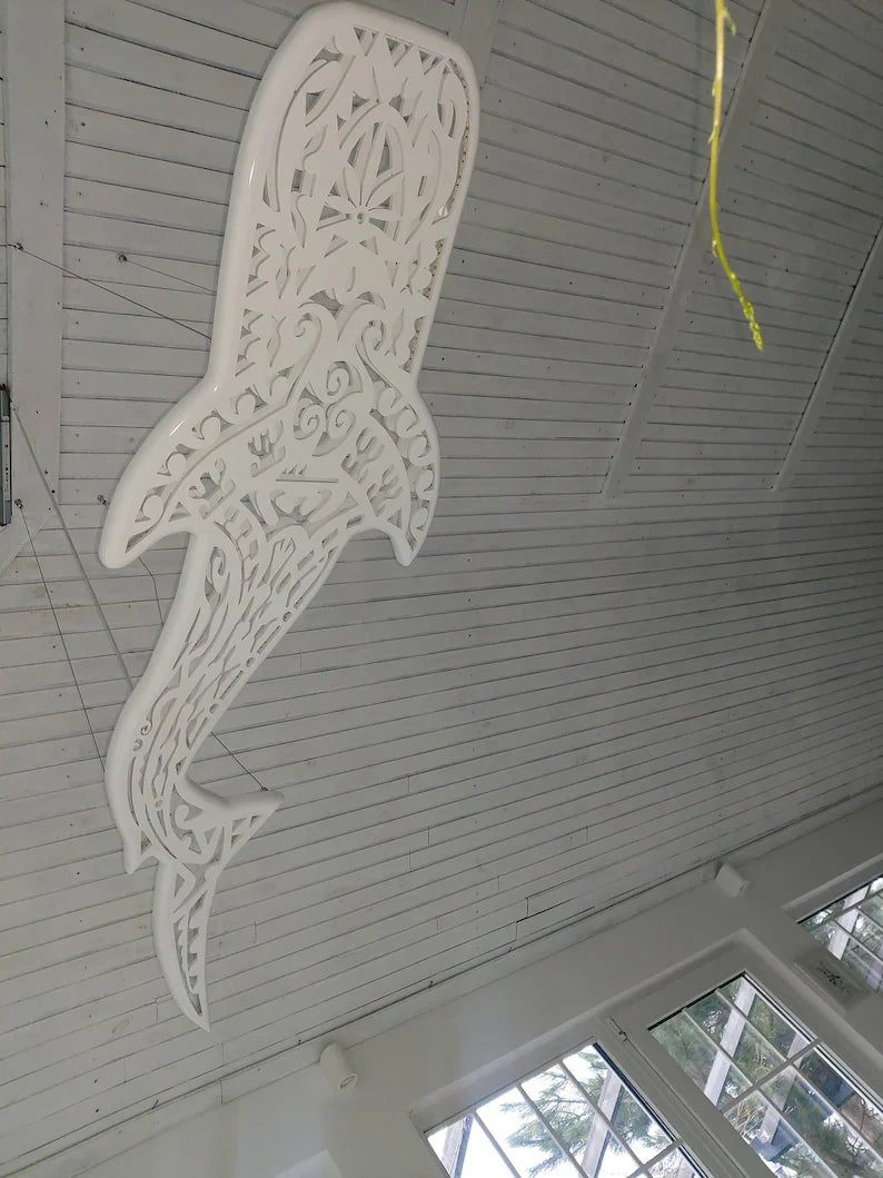 39 inches Handcrafted Unique Whale Shark Ceiling Chandelier in Maori Surf Style