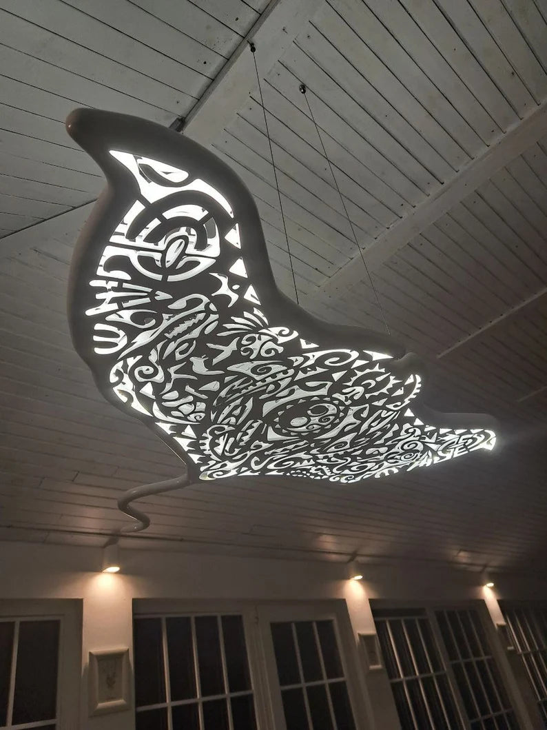 Unique Manta Ray Ceiling Chandelier: Nautical Home Room Decor