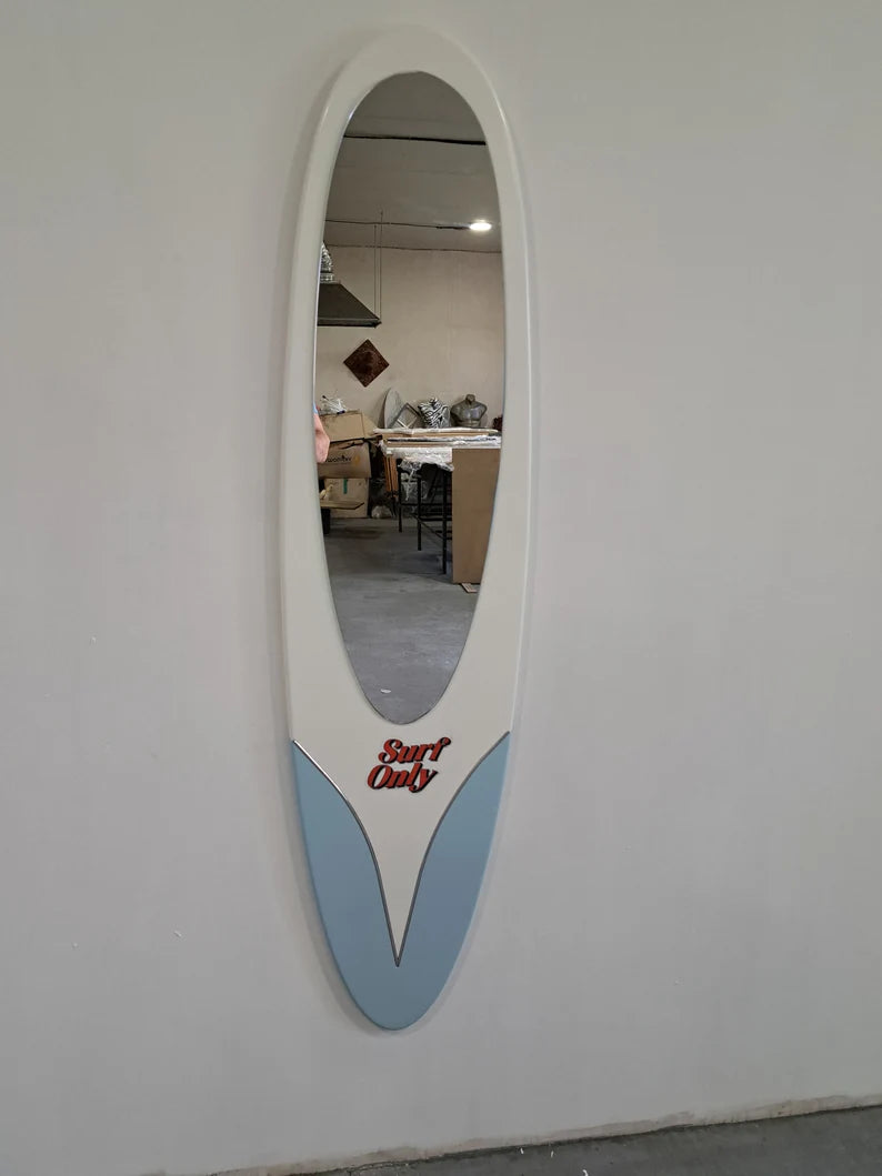Large Wall Mirror in the Shape of a Surfboard "Surfers Bus"