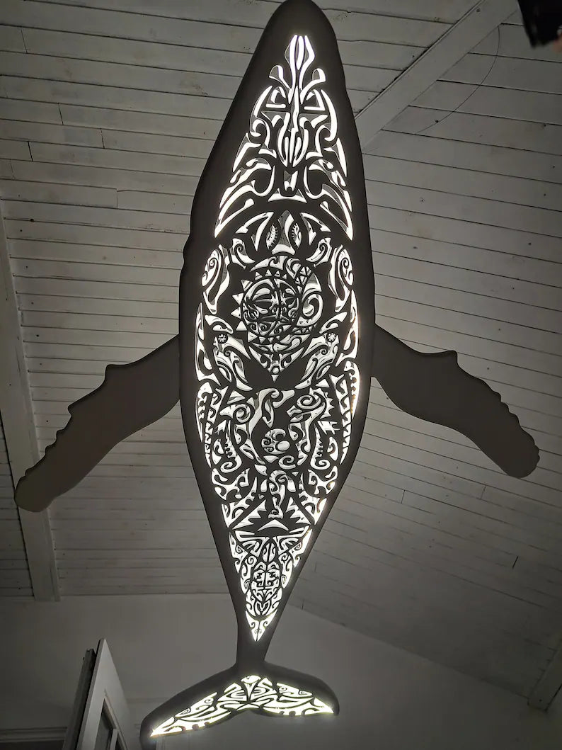 Handcrafted Whale Ceiling Chandelier: LED Wall Lamp for Beach Coastal
