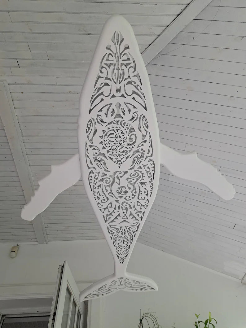 Handcrafted Whale Ceiling Chandelier: LED Wall Lamp for Beach Coastal