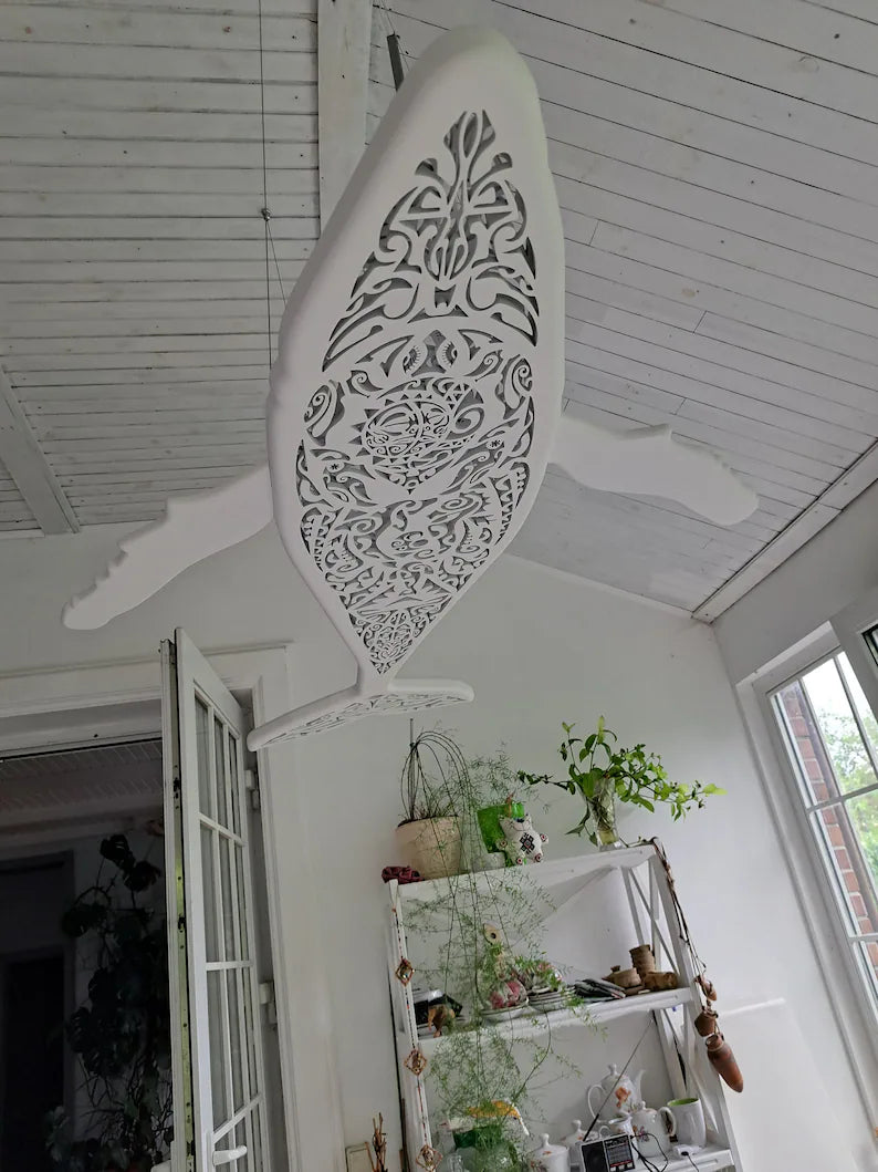 Handcrafted Whale Ceiling Chandelier: LED Wall Lamp for Beach Coastal