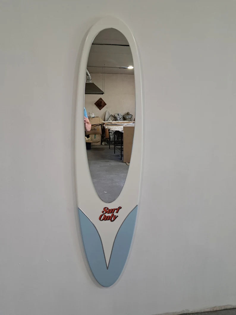 Large Wall Mirror in the Shape of a Surfboard "Surfers Bus"