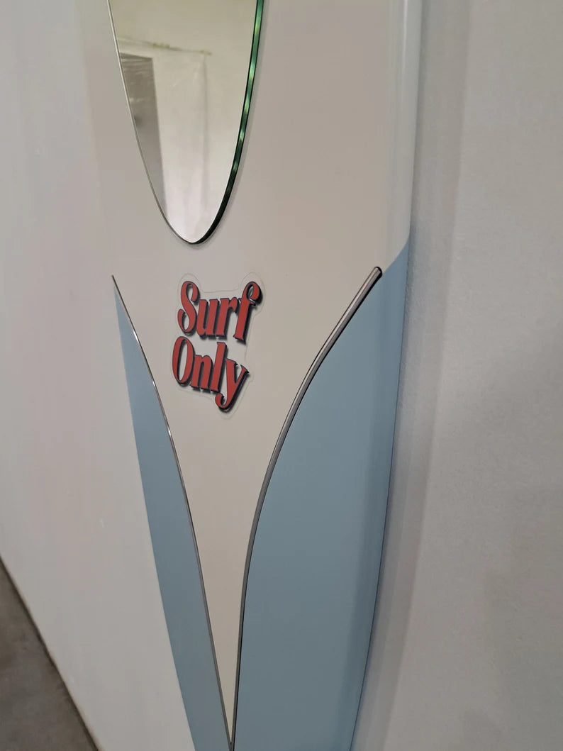 Large Wall Mirror in the Shape of a Surfboard "Surfers Bus"