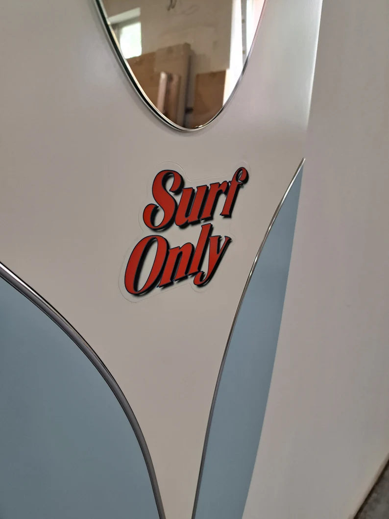 Large Wall Mirror in the Shape of a Surfboard "Surfers Bus"