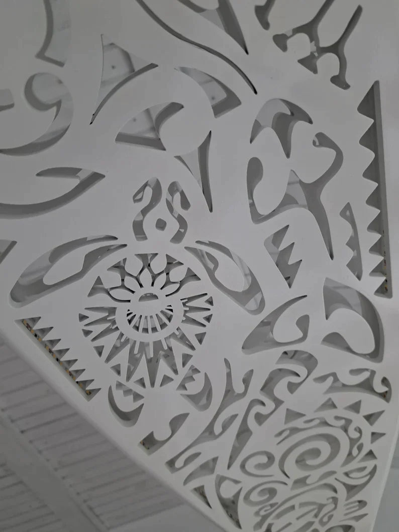 40 inch Handcrafted Unique Orca LED Wall Lamp in Maori Surf Style