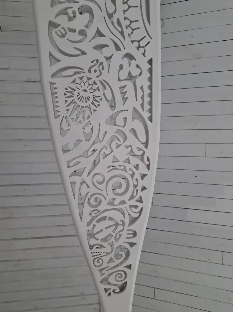 40 inch Handcrafted Unique Orca LED Wall Lamp in Maori Surf Style