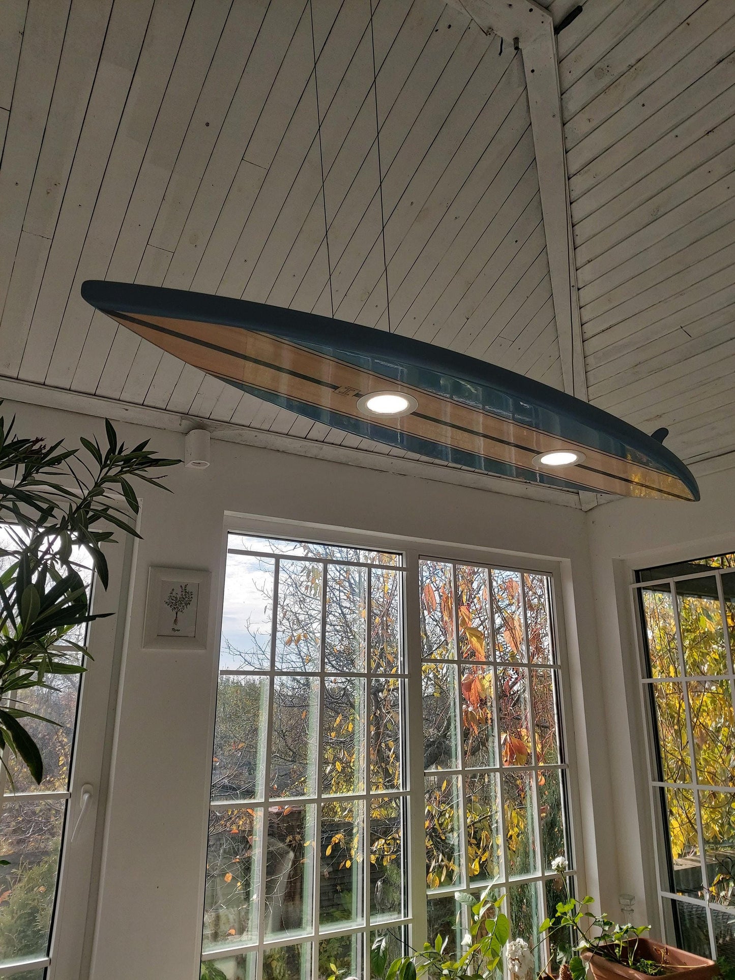 Surfboard Billiard Light – Coastal Game Room Ceiling Lamp