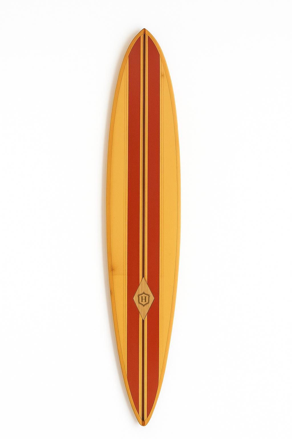 Vintage Surfboard Wall Hanging – Retro Longboard with Stripes – Nautical Coastal Decor