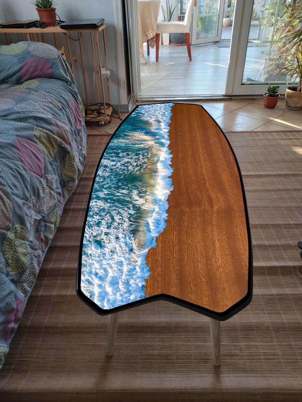 Surfboard Coffee Table: Beach Wave Art, Tropic Bar Decor