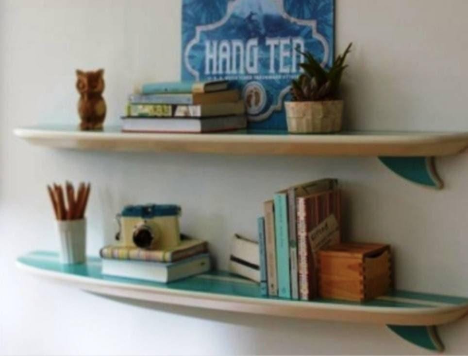 Surfboard Wall Shelves – Set of 2 Floating Shelves for Beach & Coastal Decor