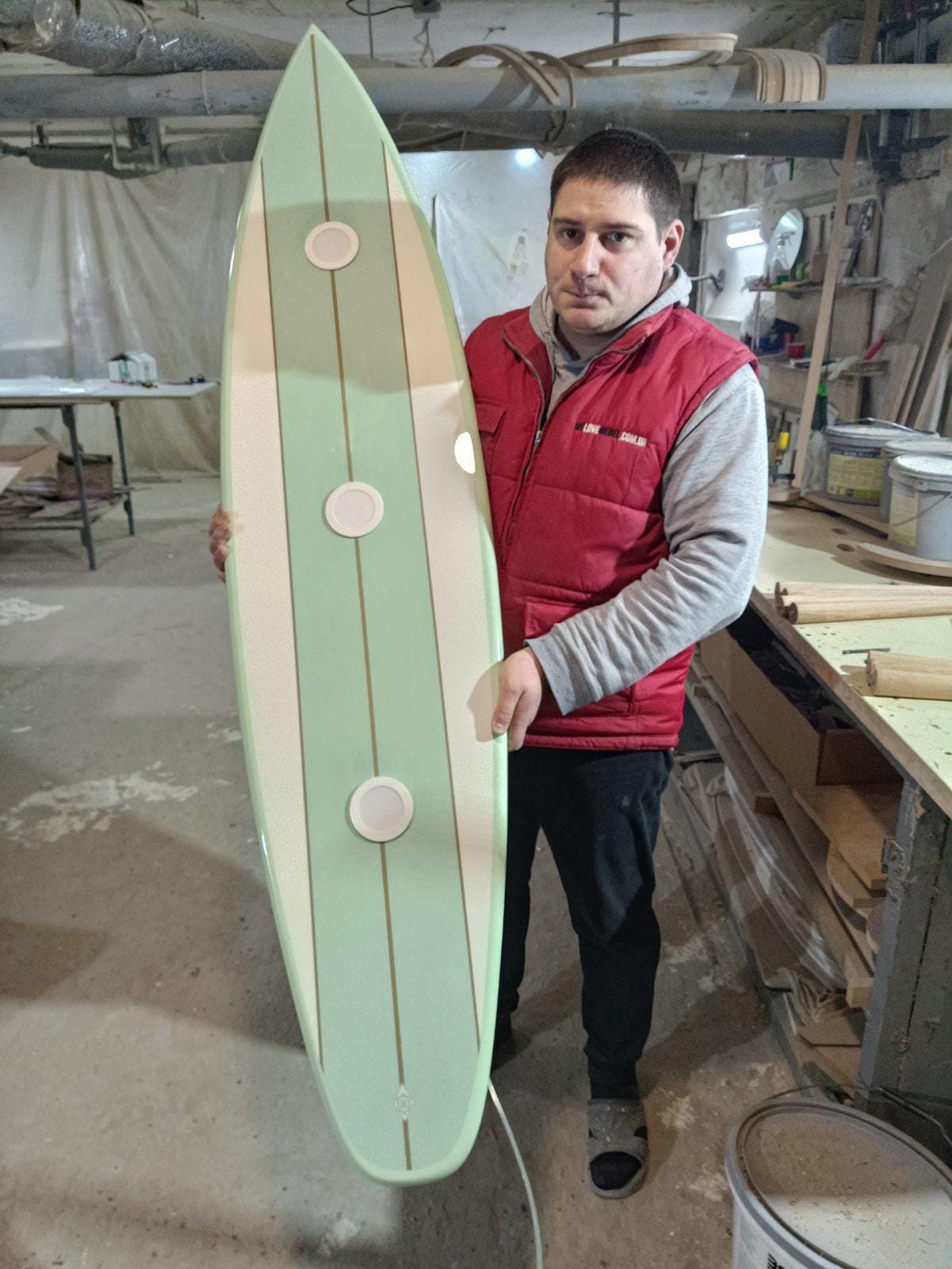 Surfboard shaped ceiling chandelier, Light green, Pool Billiard Table Light