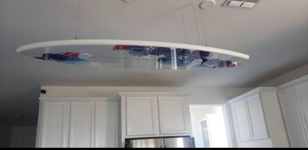 Surfboard shaped ceiling chandelier, Light green, Pool Billiard Table Light