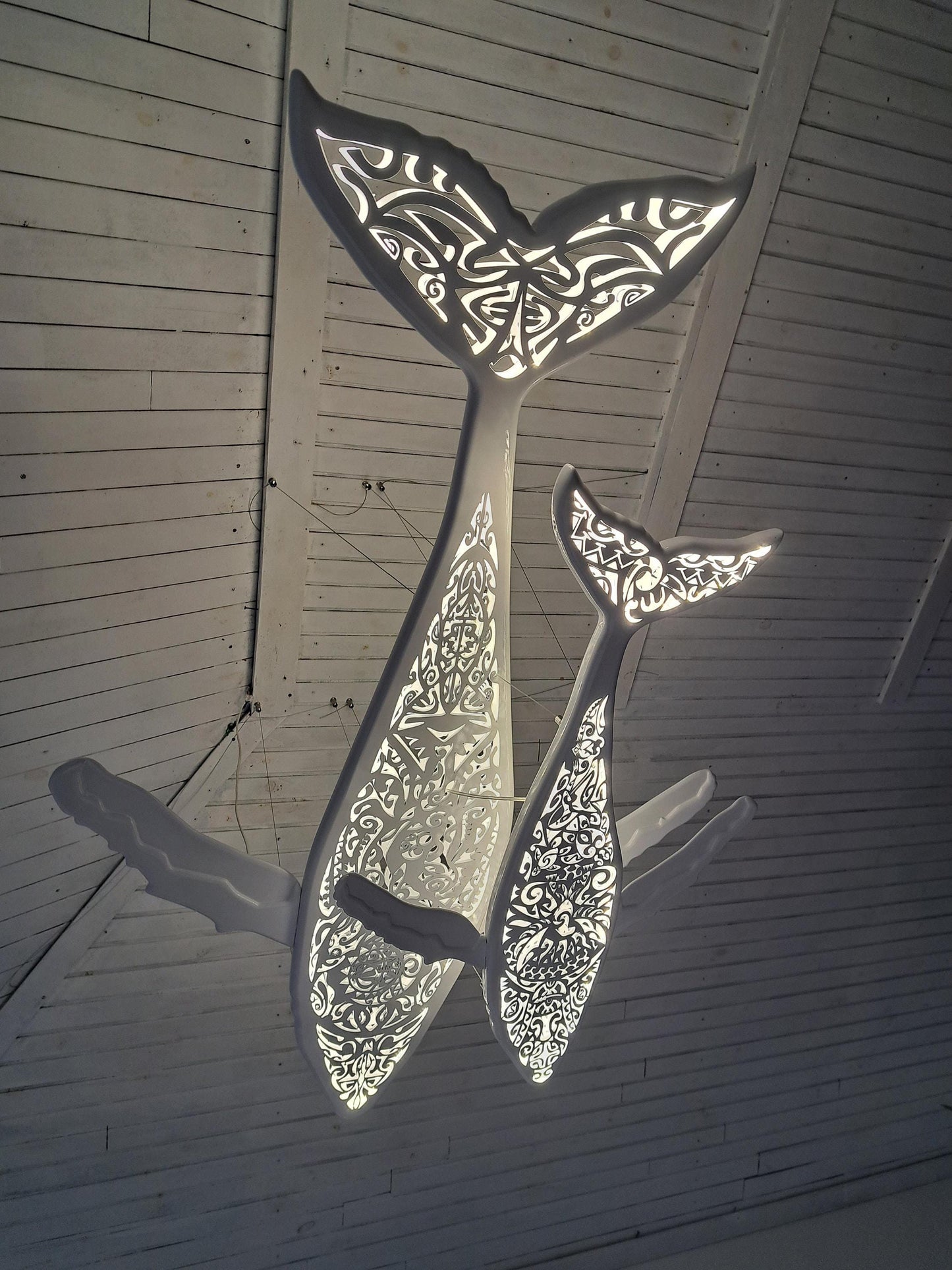 72 " Black Whale and Calf LED Chandelier (without strip)