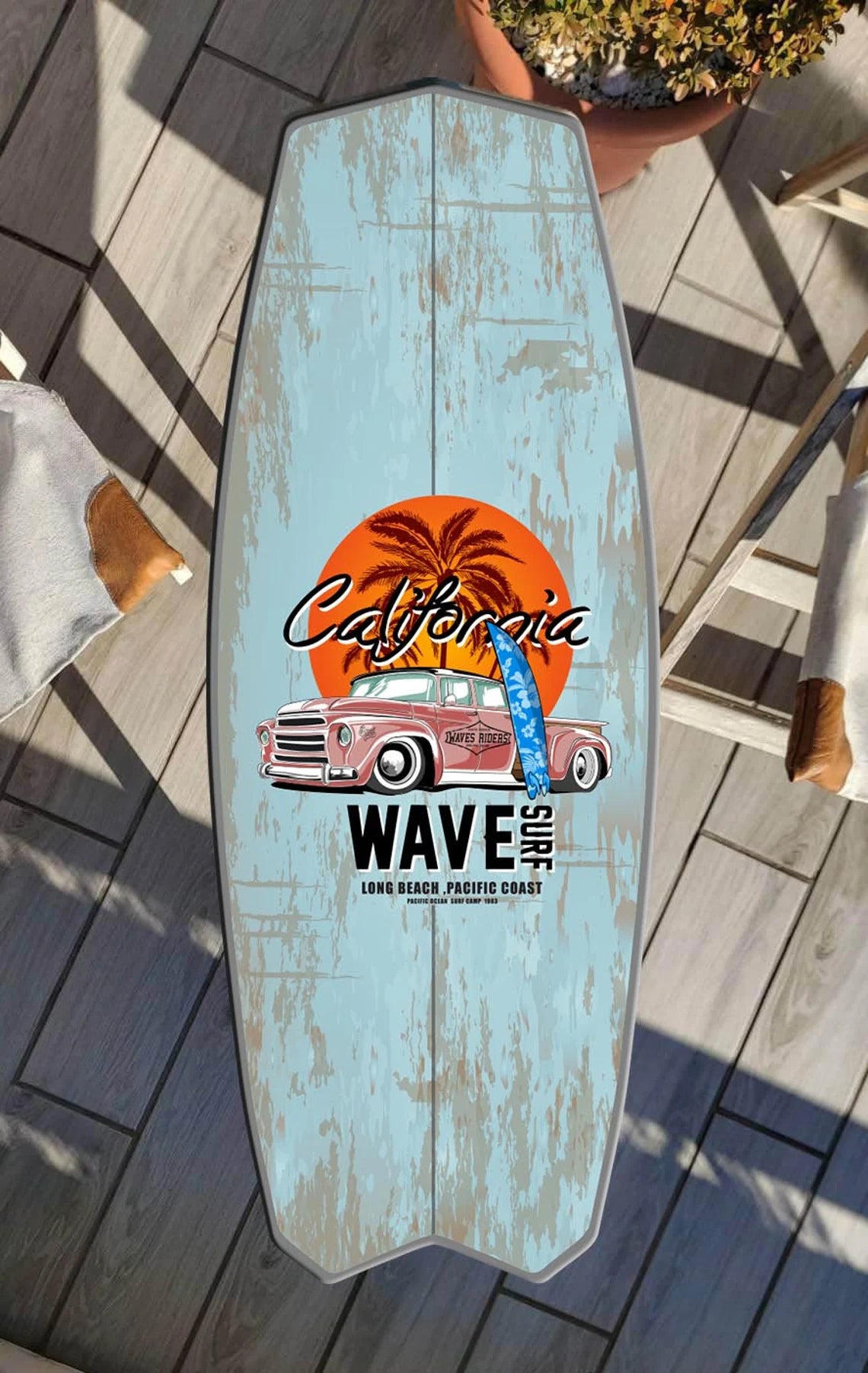 Surfboard Bar Table - Surf Wave