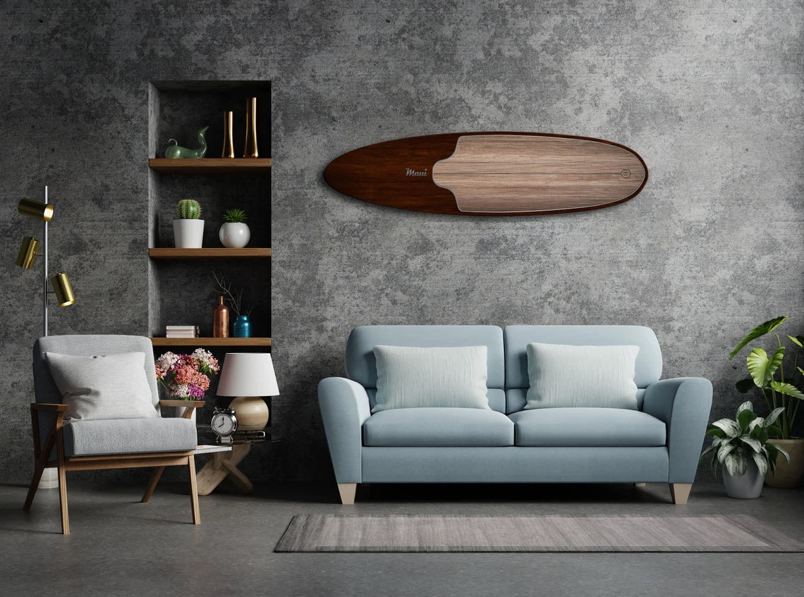 Wooden Surfboard Wall Art - Surfers Gift, Classic Style, Bar Decor, Beach Decor