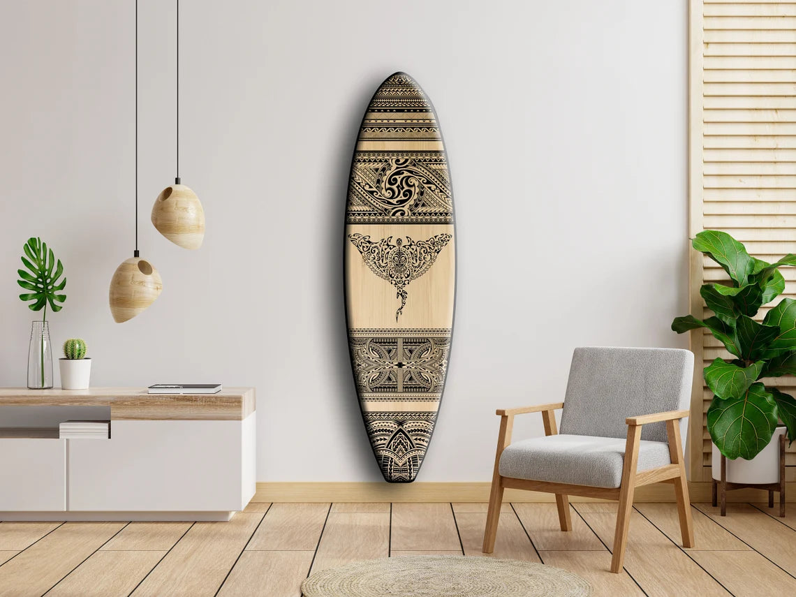 Maori Decor Surfboard Wall Art - Surfers Gift, Bar Decor, Beach Decor