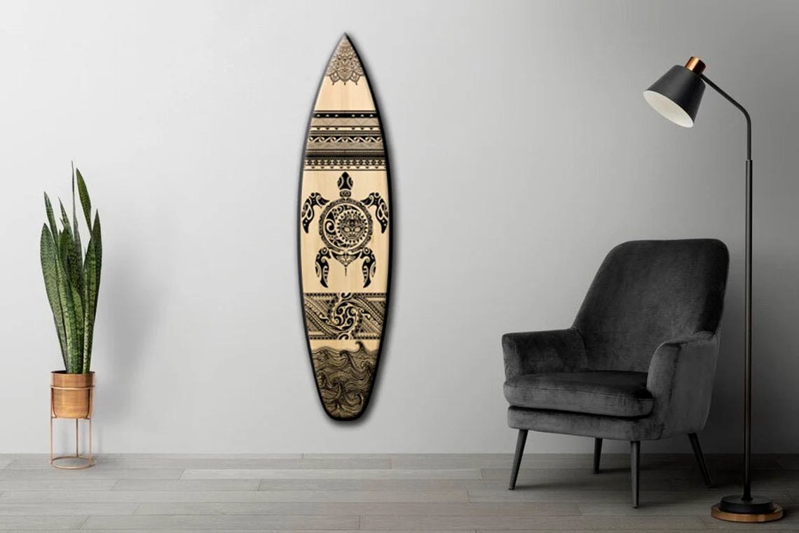 Maori Decor Surfboard Wall Art - Surfers Gift, Bar Decor, Beach Decor