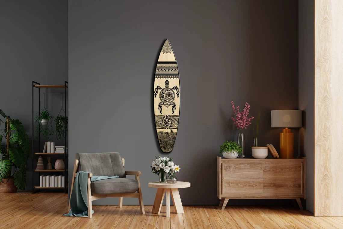 Maori Decor Surfboard Wall Art - Surfers Gift, Bar Decor, Beach Decor