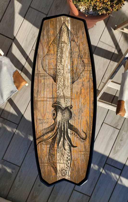 Surfboard Table with Polygonal Pattern