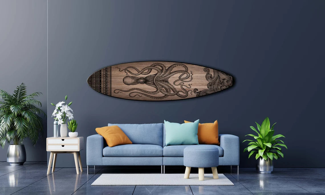 Monstera Surfboard Wall Art - Surfers gift, Tropical, Сhild's room Decor