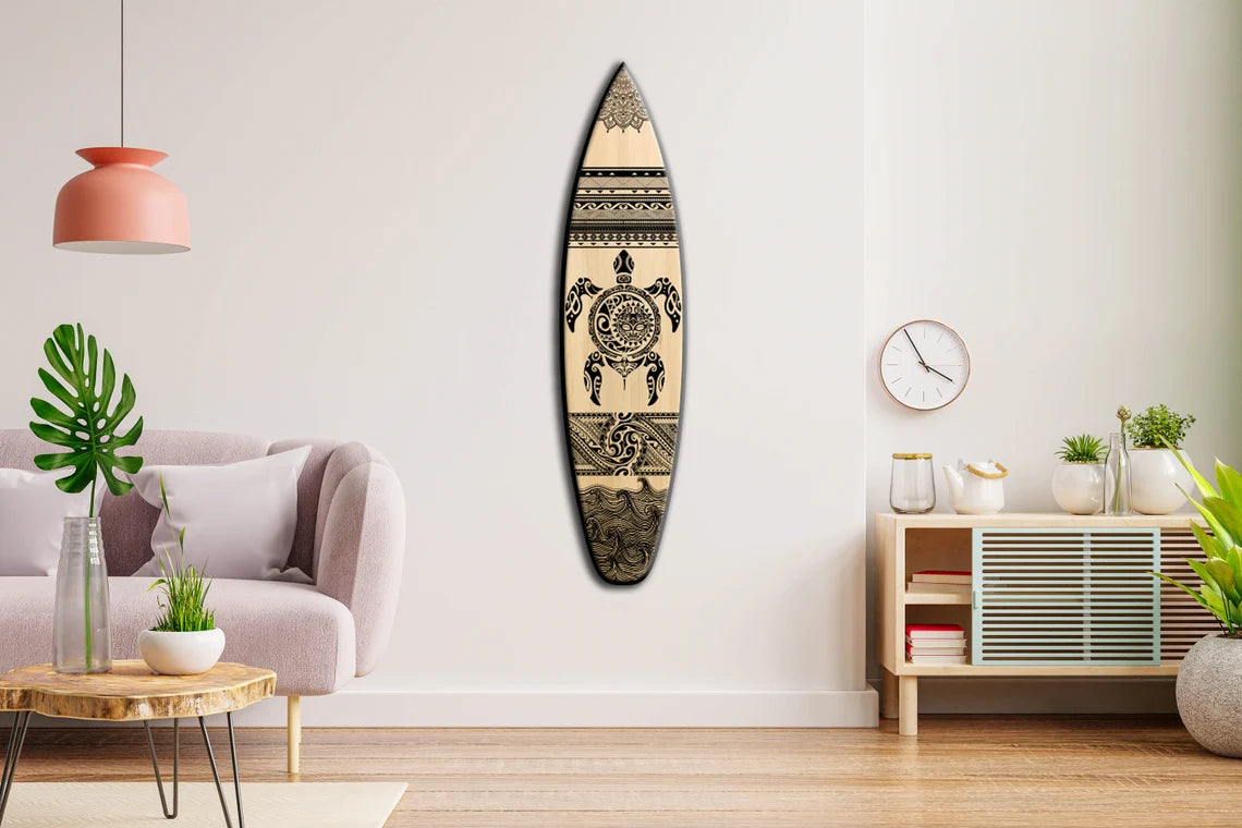 Maori Decor Surfboard Wall Art - Surfers Gift, Bar Decor, Beach Decor
