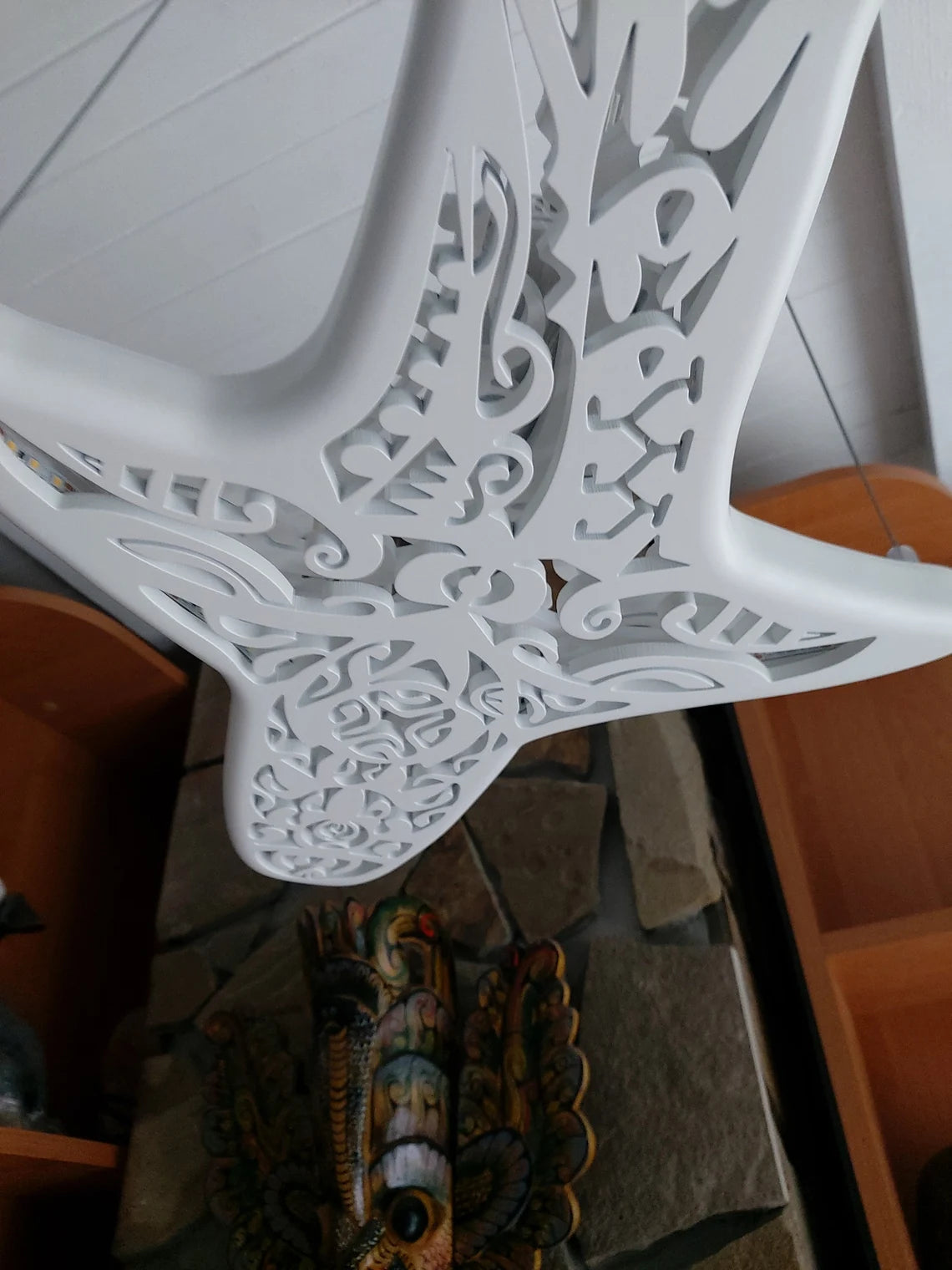 Lamp Maori Decor - Unique Wooden Shark-Shaped Ceiling Chandelier