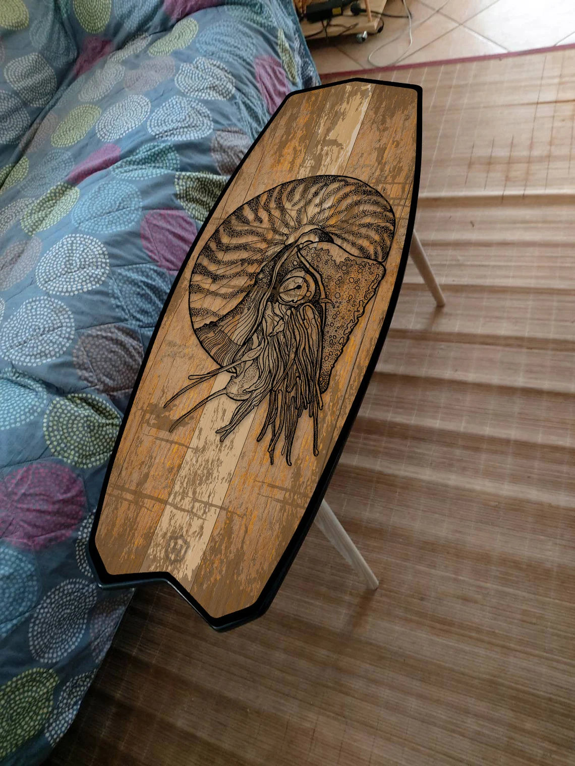 Surfboard Nautilus Coffee Table - Surfing Art Decor