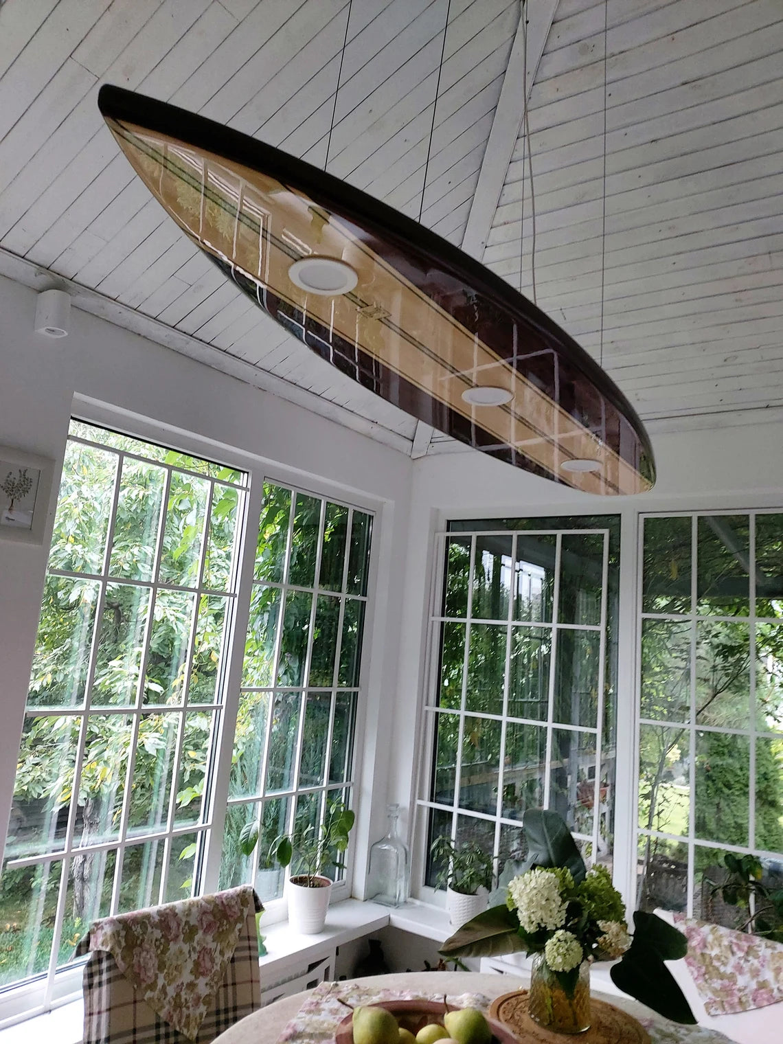 Surfboard Shaped Ceiling Chandelier - Vintage Pool Table Lights