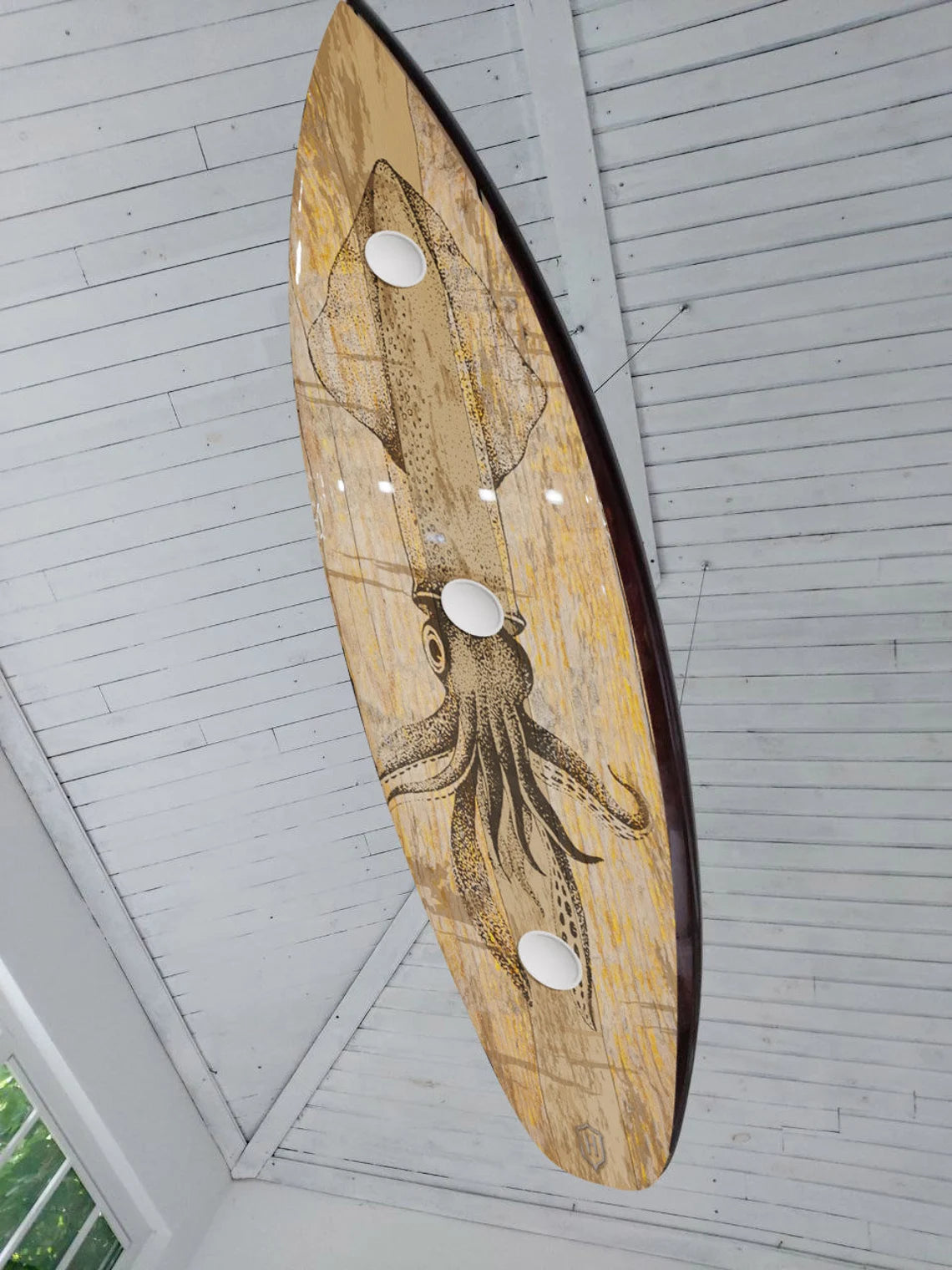 Surfboard Shaped Ceiling Chandelier - Vintage Pool Table Lights