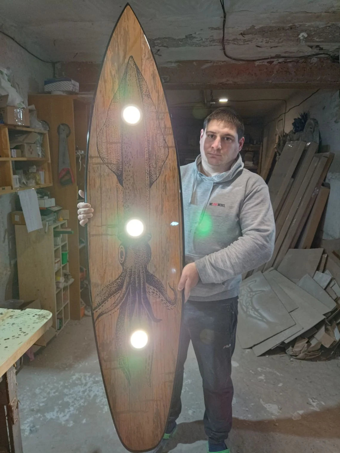 Surfboard Shaped Ceiling Chandelier - Vintage Pool Table Lights