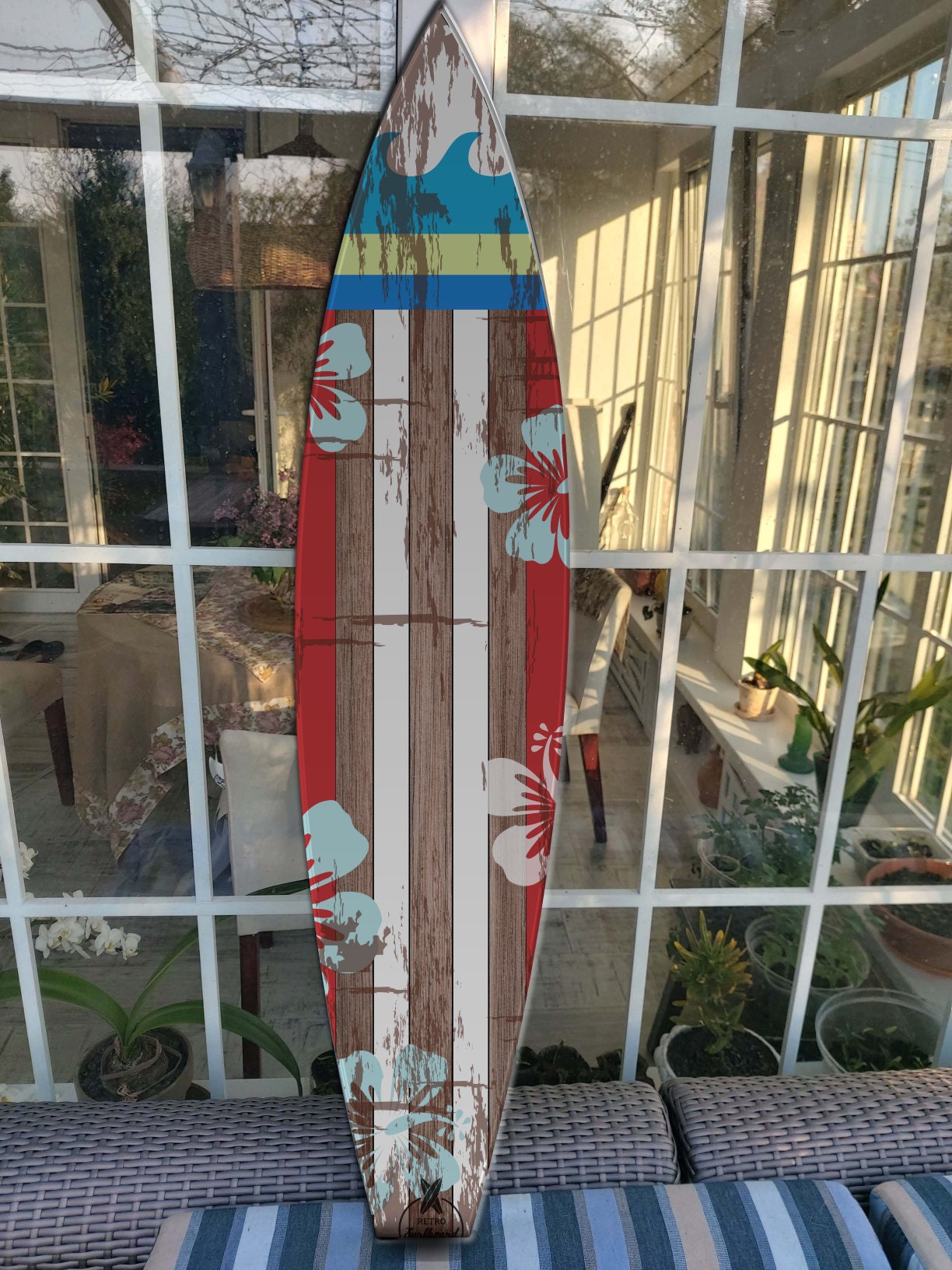 Rustic Surfboard Wall Art with Turtle, Surfers gift, Tropical Decor, Bar Decor, Beach Decor